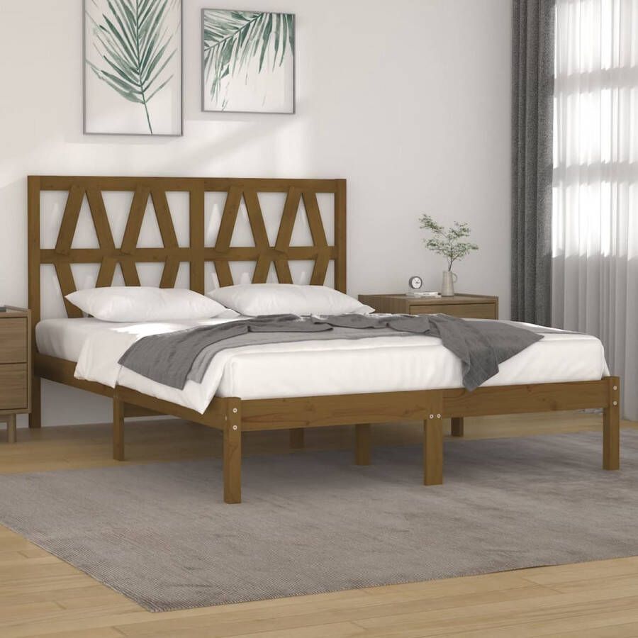 VidaXL -Bedframe-massief-grenenhout-honingbruin-140x190-cm - Foto 1