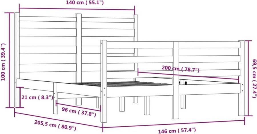 VidaXL -Bedframe-massief-grenenhout-honingbruin-140x200-cm - Foto 2