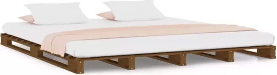 VidaXL Palletbed massief grenenhout honingbruin 140x200 cm - Foto 3