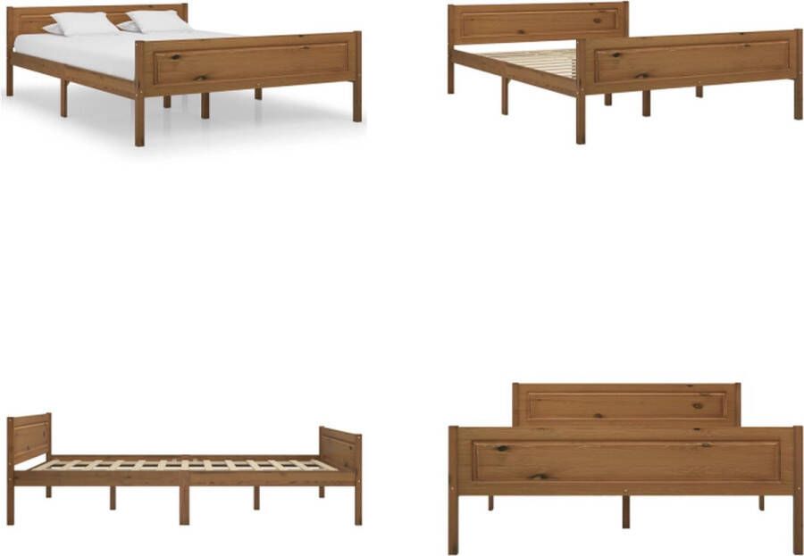 VidaXL Bedframe massief grenenhout honingbruin 140x200 cm Bedframe Bed Frame Bed Frames - Foto 2