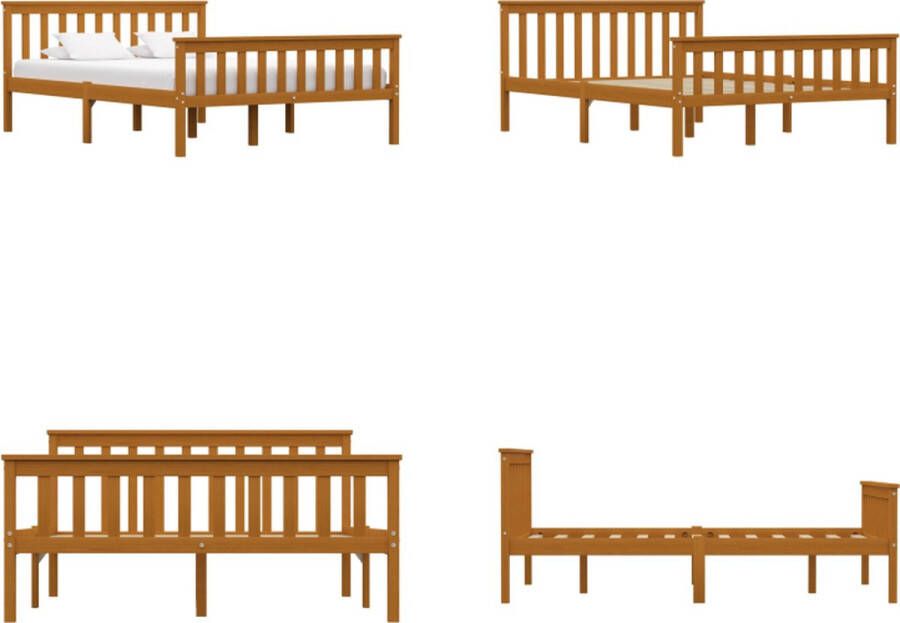 VidaXL Bedframe massief grenenhout honingbruin 140x200 cm Bedframe Bedframes Bed Frame Bed Frames - Foto 2