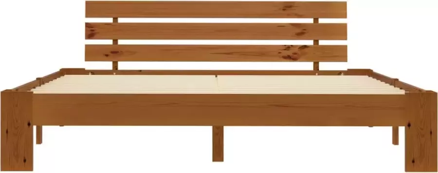 VidaXL -Bedframe-met-hoofdbord-grenenhout-honingbruin-160x200-cm