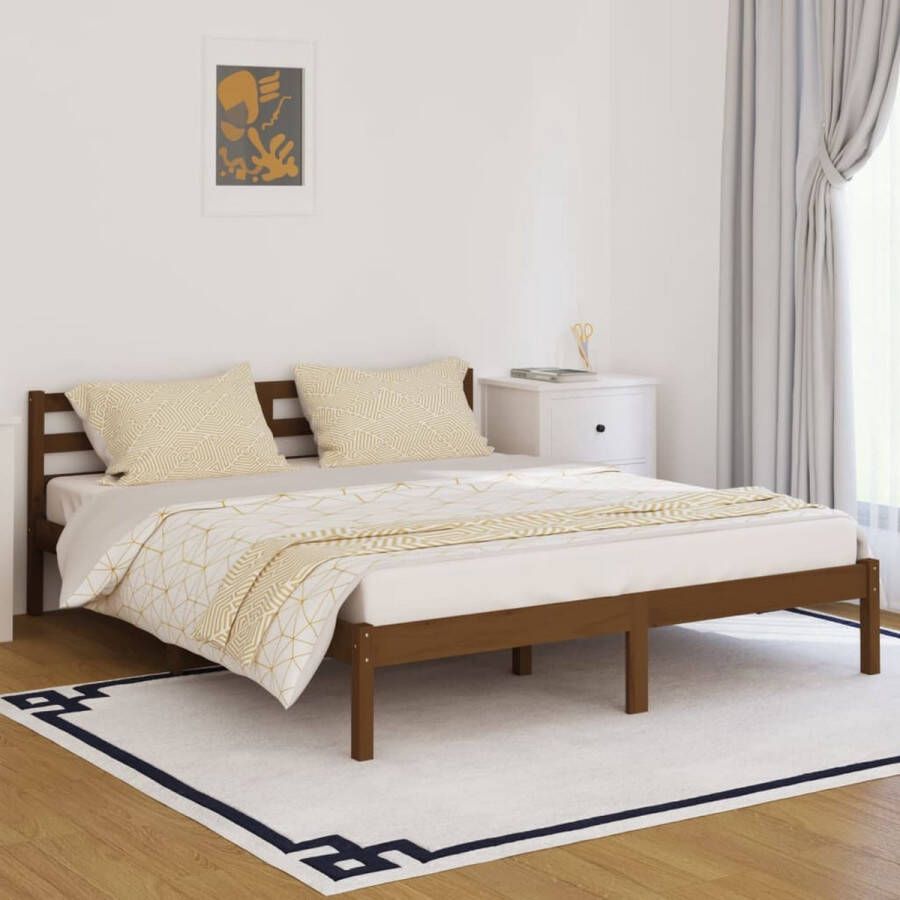 VidaXL -Bedframe-massief-grenenhout-honingbruin-160x200-cm