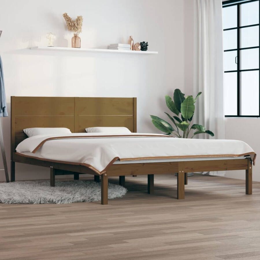VidaXL -Bedframe-massief-grenenhout-honingbruin-160x200-cm - Foto 3
