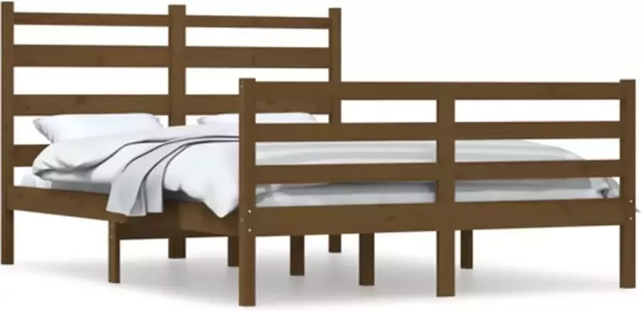 VidaXL -Bedframe-massief-grenenhout-honingbruin-160x200-cm - Foto 2