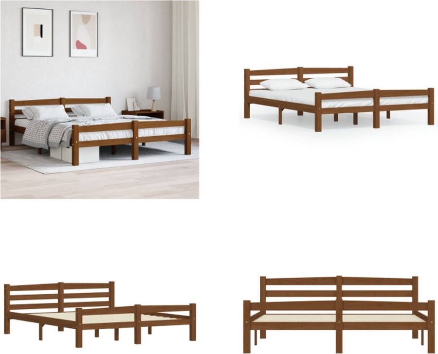 VidaXL Bedframe massief grenenhout honingbruin 160x200 cm Bedframe Bed Frame Bed Frames