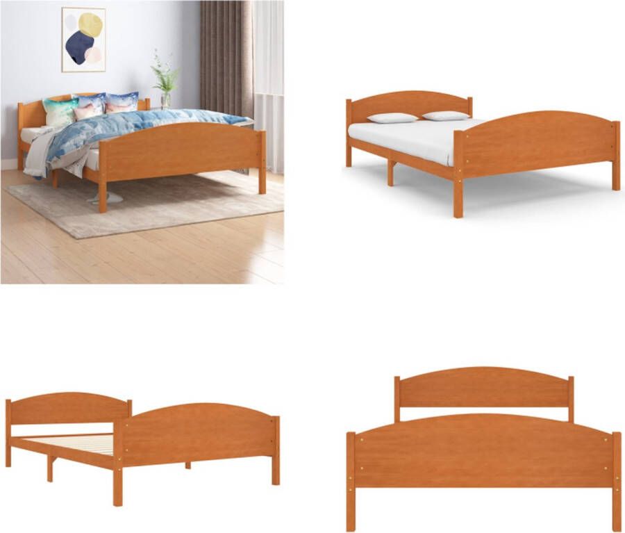 VidaXL Bedframe massief grenenhout honingbruin 160x200 cm Bedframe Bed Frame Bed Frames - Foto 2