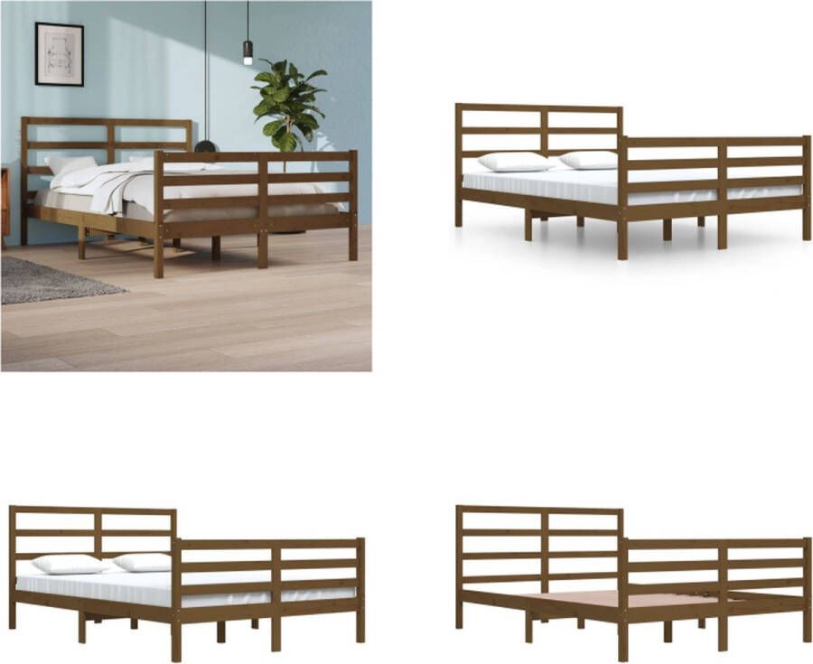 VidaXL Bedframe massief grenenhout honingbruin 160x200 cm Bedframe Bedframes Bed Bedbodem