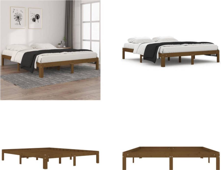 VidaXL Bedframe massief grenenhout honingbruin 160x200 cm Bedframe Bedframes Bed Bedbodem