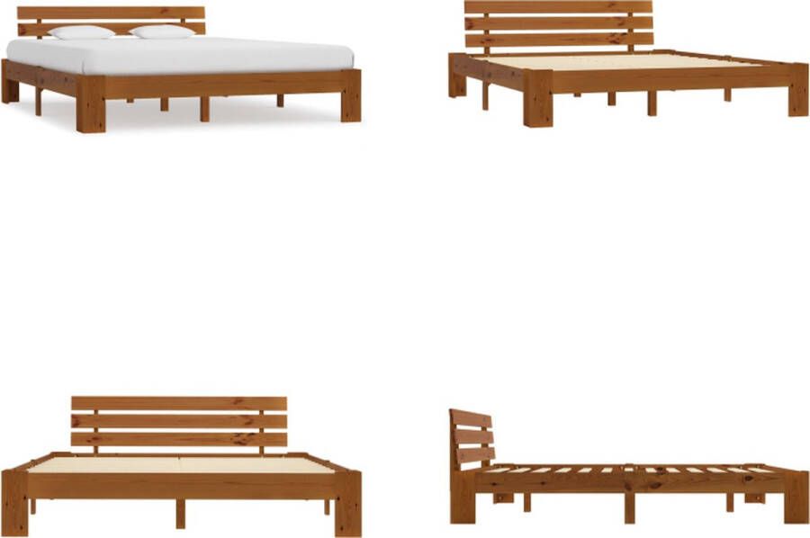 VidaXL Bedframe massief grenenhout honingbruin 160x200 cm Bedframe Bedframes Bed Frame Bed Frames
