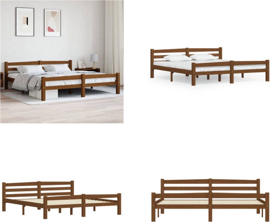 vidaXL Bedframe massief grenenhout honingbruin 180x200 cm Bedframe Bed Frame Bed Frames