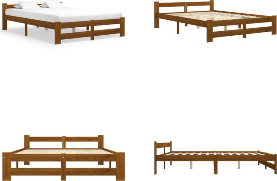 VidaXL Bedframe massief grenenhout honingbruin 180x200 cm Bedframe Bedframes Bed Frame Bed Frames
