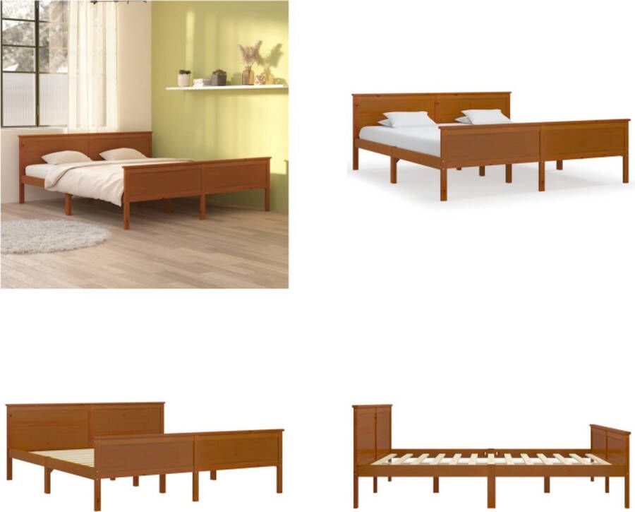 VidaXL Bedframe massief grenenhout honingbruin 180x200 cm Bedframe Bedframes Houten Bedframe Bed