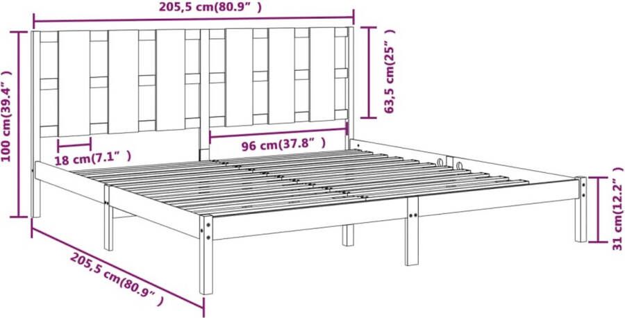 VidaXL -Bedframe-massief-grenenhout-honingbruin-200x200-cm - Foto 2