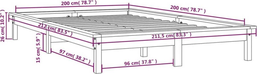 VidaXL -Bedframe-massief-grenenhout-honingbruin-200x200-cm - Foto 3