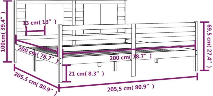 VidaXL -Bedframe-massief-grenenhout-honingbruin-200x200-cm - Foto 15