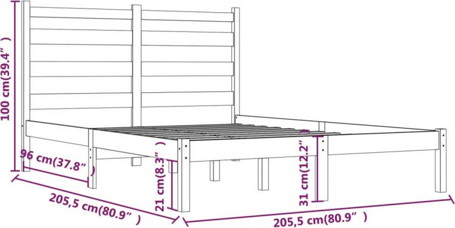 VidaXL -Bedframe-massief-grenenhout-honingbruin-200x200-cm - Foto 2