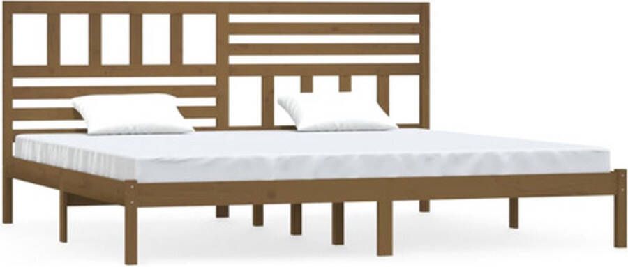 VidaXL -Bedframe-massief-grenenhout-honingbruin-200x200-cm