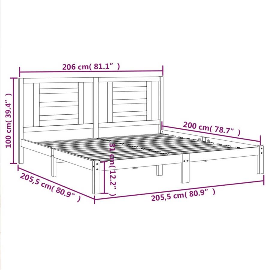 VidaXL -Bedframe-massief-grenenhout-honingbruin-200x200-cm