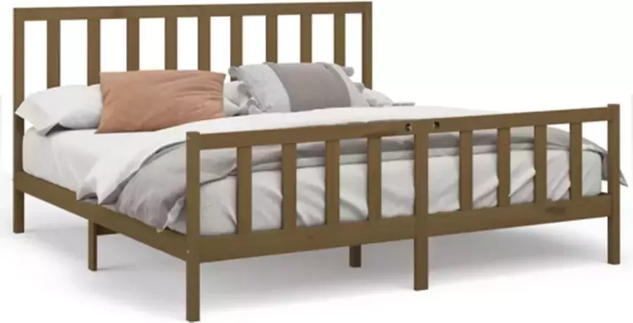 VidaXL -Bedframe-massief-grenenhout-honingbruin-200x200-cm - Foto 3