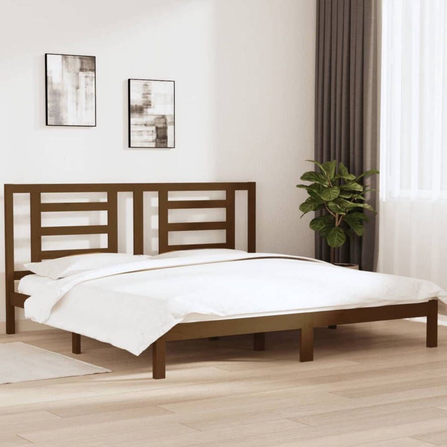 VidaXL -Bedframe-massief-grenenhout-honingbruin-200x200-cm - Foto 4