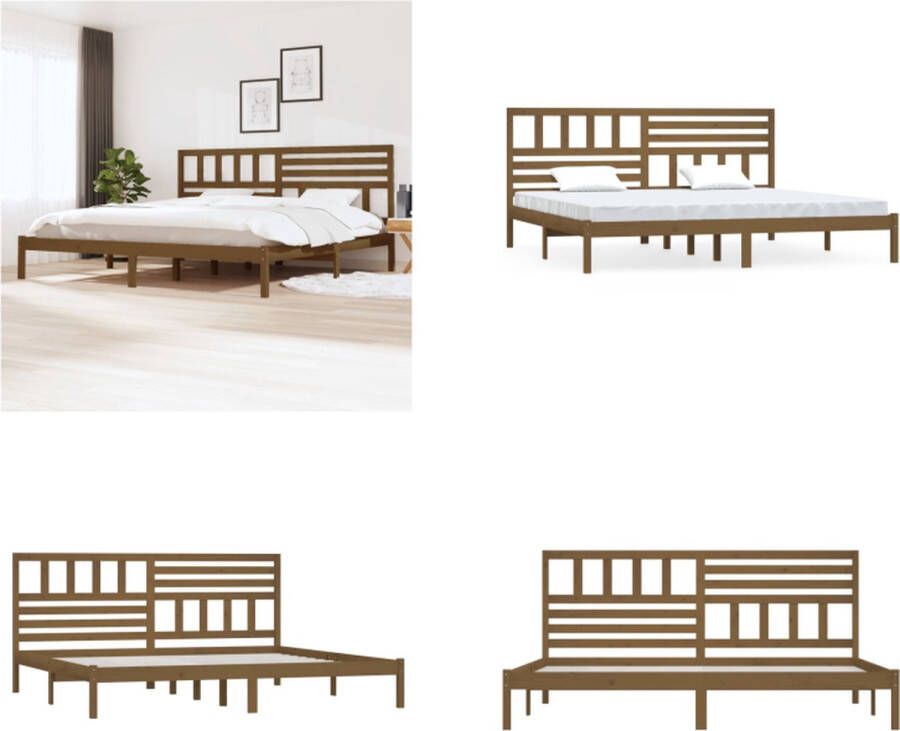 VidaXL Bedframe massief grenenhout honingbruin 200x200 cm Bedframe Bedframes Eenpersoonsbed Bed