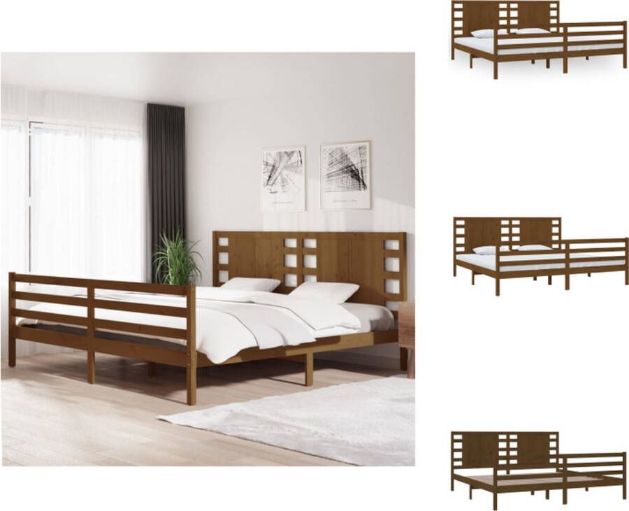 VidaXL Bedframe Massief Grenenhout Honingbruin 205.5 x 205.5 x 69.5 cm 200 x 200 cm Montage vereist Bed