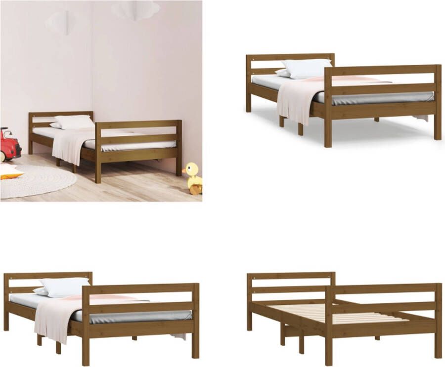 VidaXL Bedframe massief grenenhout honingbruin 80x200 cm Bedframe Eenpersoonsbed Bed