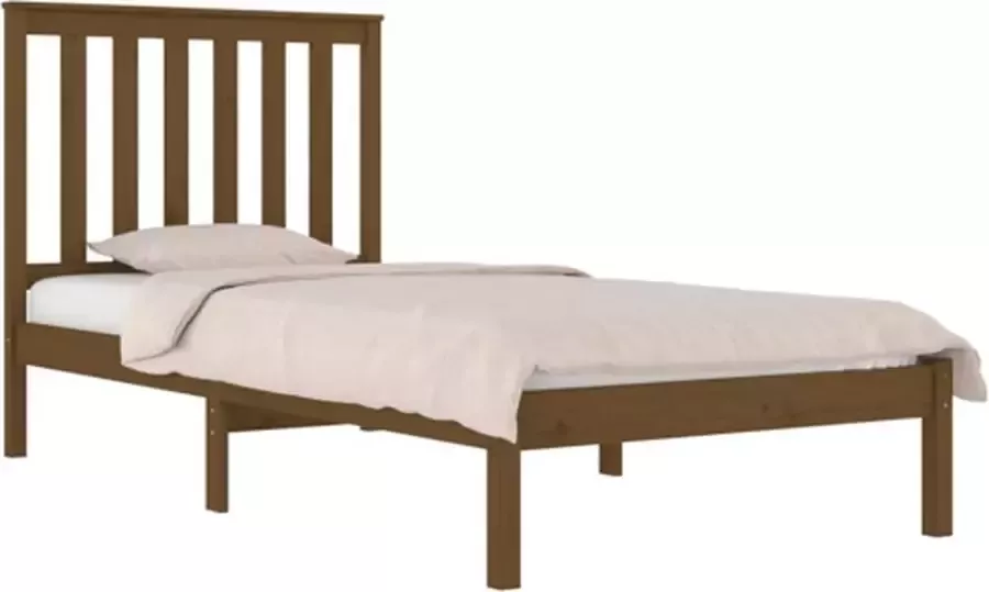 VidaXL Bedframe massief grenenhout honingbruin 90x190 cm 3FT Single - Foto 2
