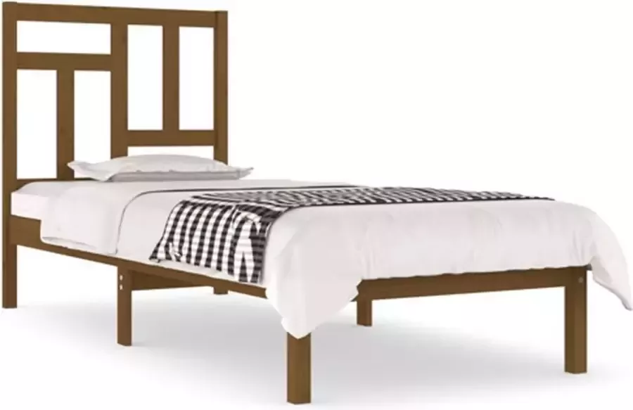 VidaXL Bedframe massief grenenhout honingbruin 90x190 cm 3FT Single - Foto 2