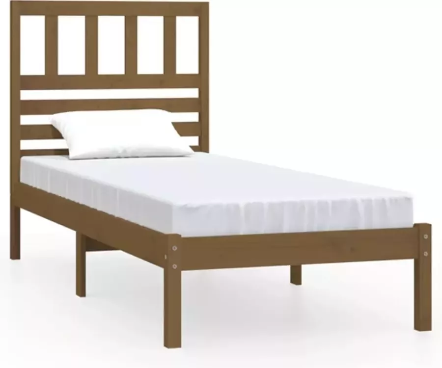 VidaXL Bedframe massief grenenhout honingbruin 90x190 cm 3FT single - Foto 2
