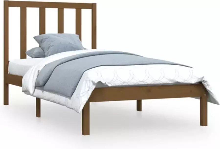 VidaXL Bedframe massief grenenhout honingbruin 90x190 cm 3FT Single - Foto 2