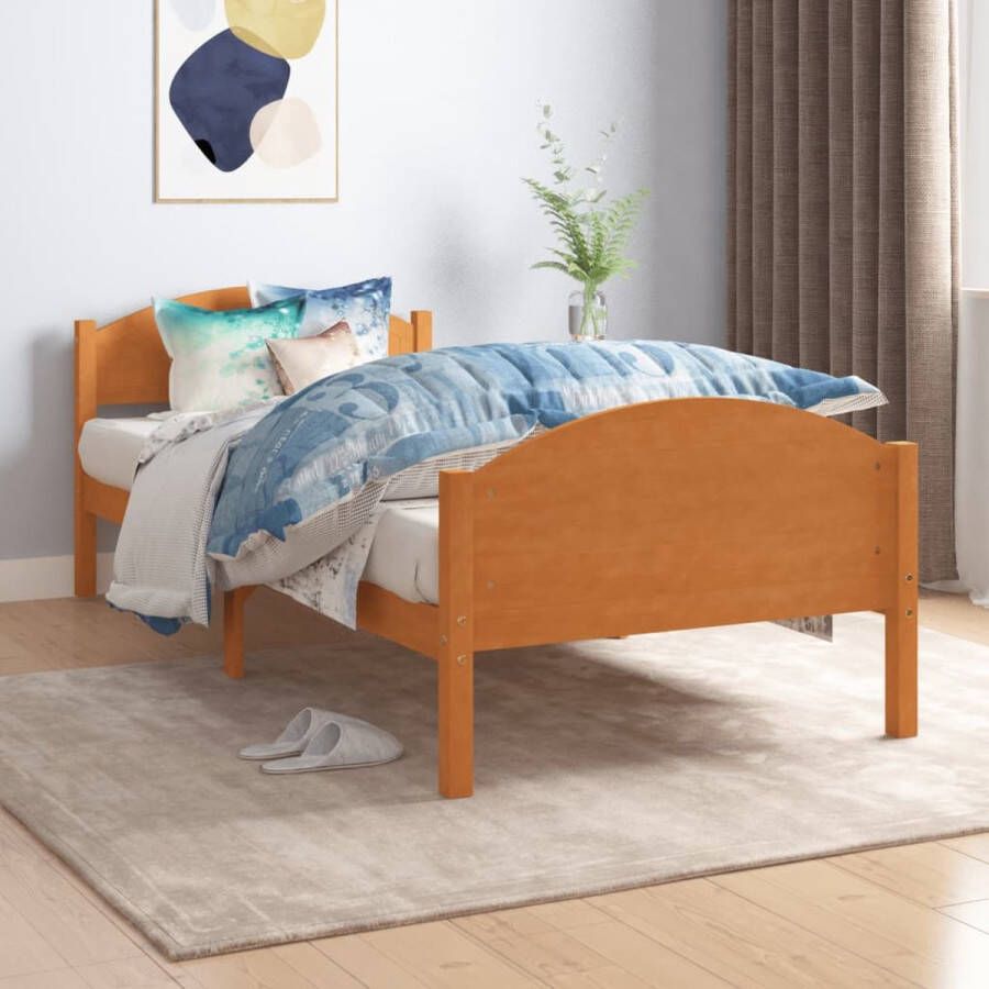 VidaXL -Bedframe-massief-grenenhout-honingbruin-90x200-cm