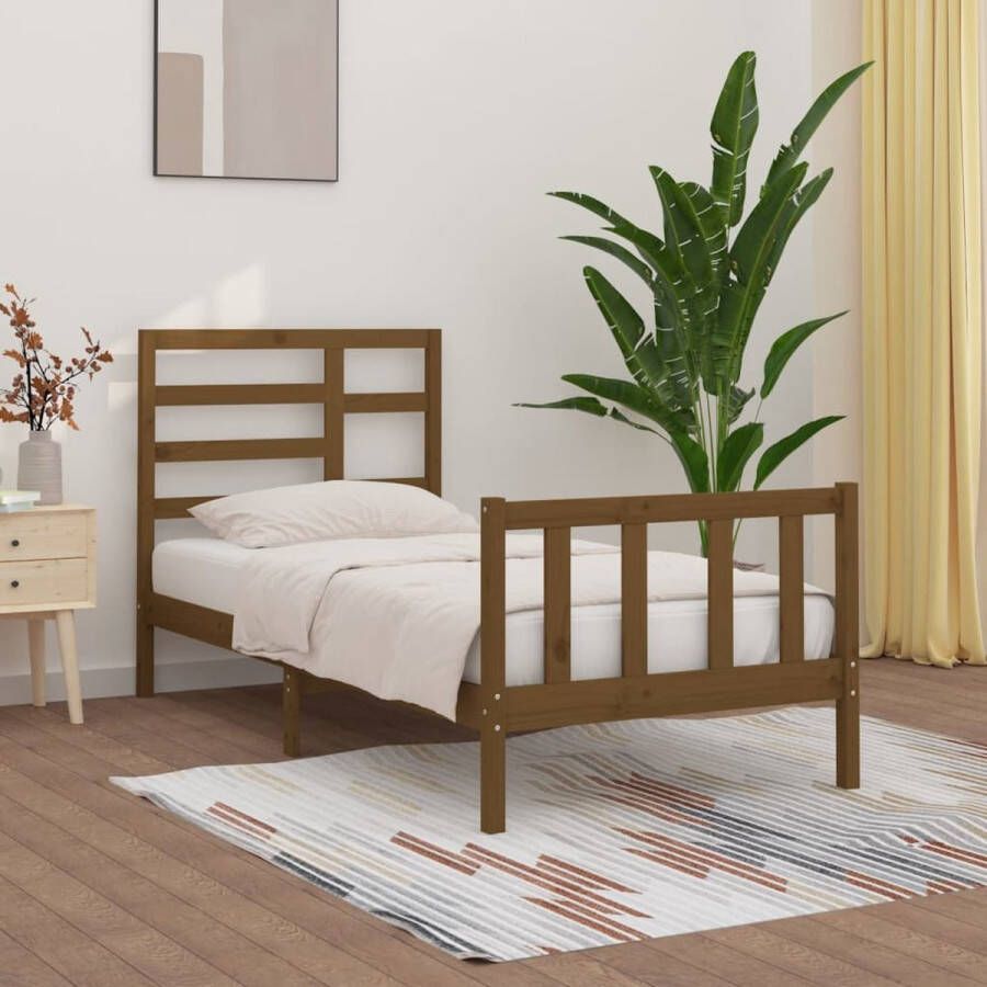 VidaXL -Bedframe-massief-grenenhout-honingbruin-90x200-cm - Foto 1