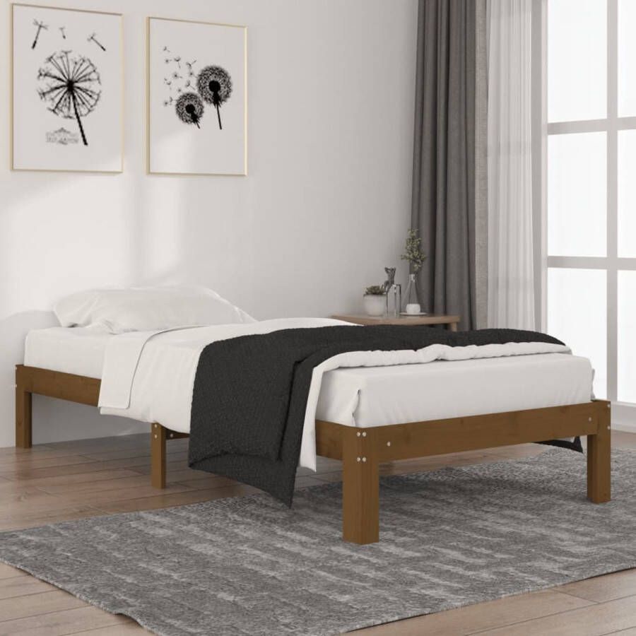VidaXL -Bedframe-massief-grenenhout-honingbruin-90x200-cm - Foto 1