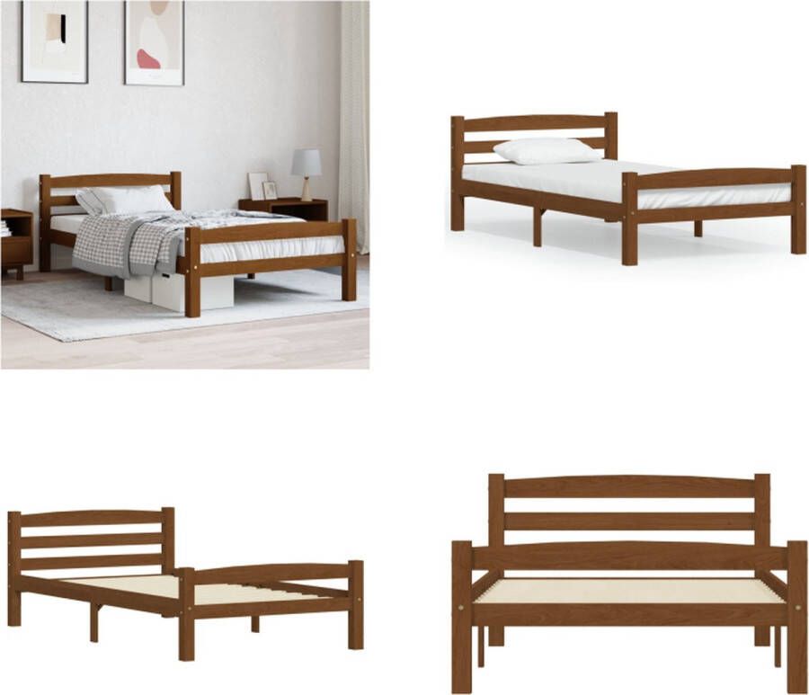 VidaXL Bedframe massief grenenhout honingbruin 90x200 cm Bedframe Bed Frame Bed Frames - Foto 2