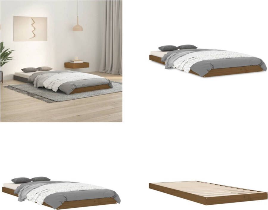 VidaXL Bedframe massief grenenhout honingbruin 90x200 cm Bedframe Bedframes Eenpersoonsbed Bed