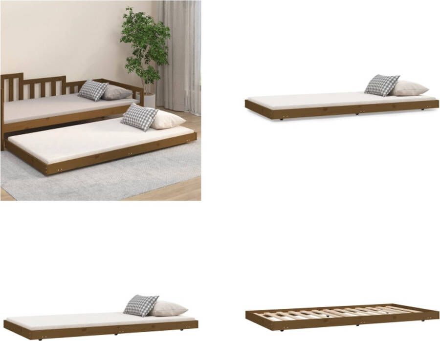 vidaXL Bedframe massief grenenhout honingbruin 90x200 cm Bedframe Bedframes Eenpersoonsbed Bed