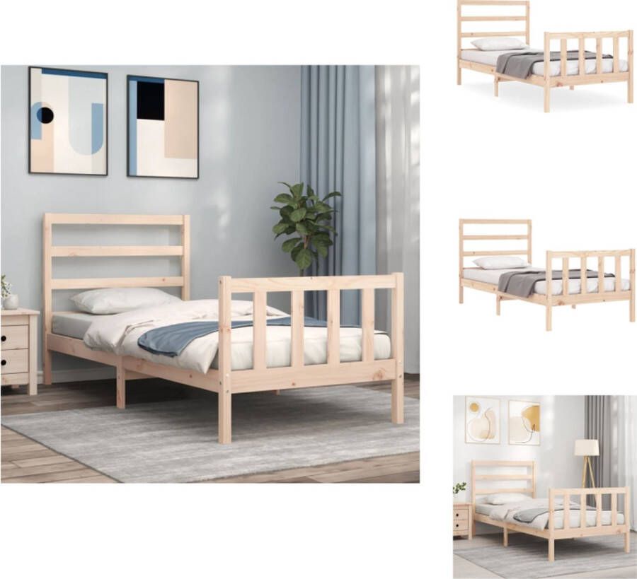 VidaXL Bedframe Massief Grenenhout houten bed 195.5 x 95.5 x 100 cm Multiplex Lattenbodem Bed
