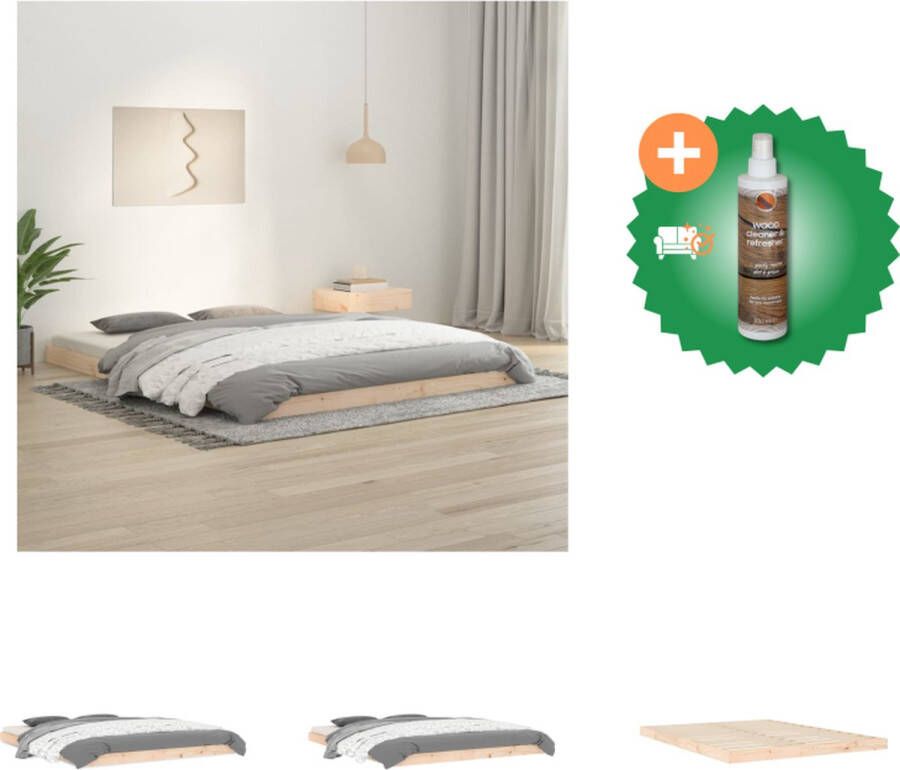 VidaXL Houten Bedframe Onbehandeld Grenenhout Bedframes 155.5 x 205.5 x 69.5 cm Rustiek design Bed Inclusief Houtreiniger en verfrisser - Foto 5