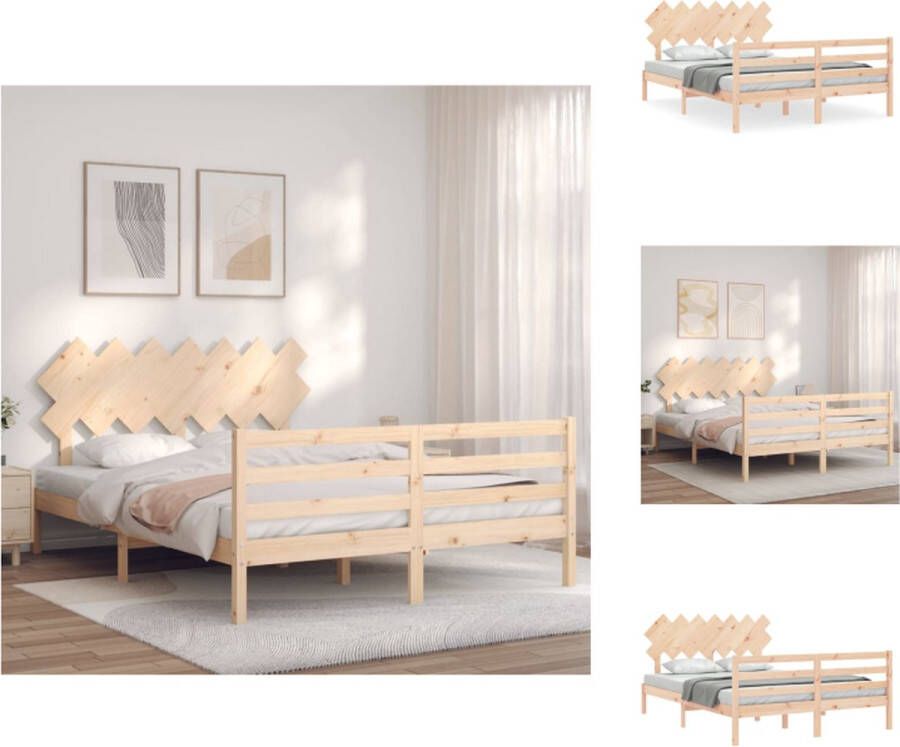 VidaXL Bedframe Massief Grenenhout King Size 150x200 cm Met Multiplex Lattenbodem Bed - Foto 1