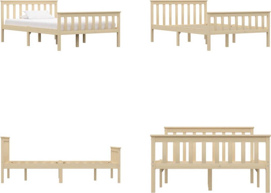 VidaXL Bedframe massief grenenhout lichthoutkleurig 120x200 cm Bedframe Bedframes Bed Frame Bed Frames