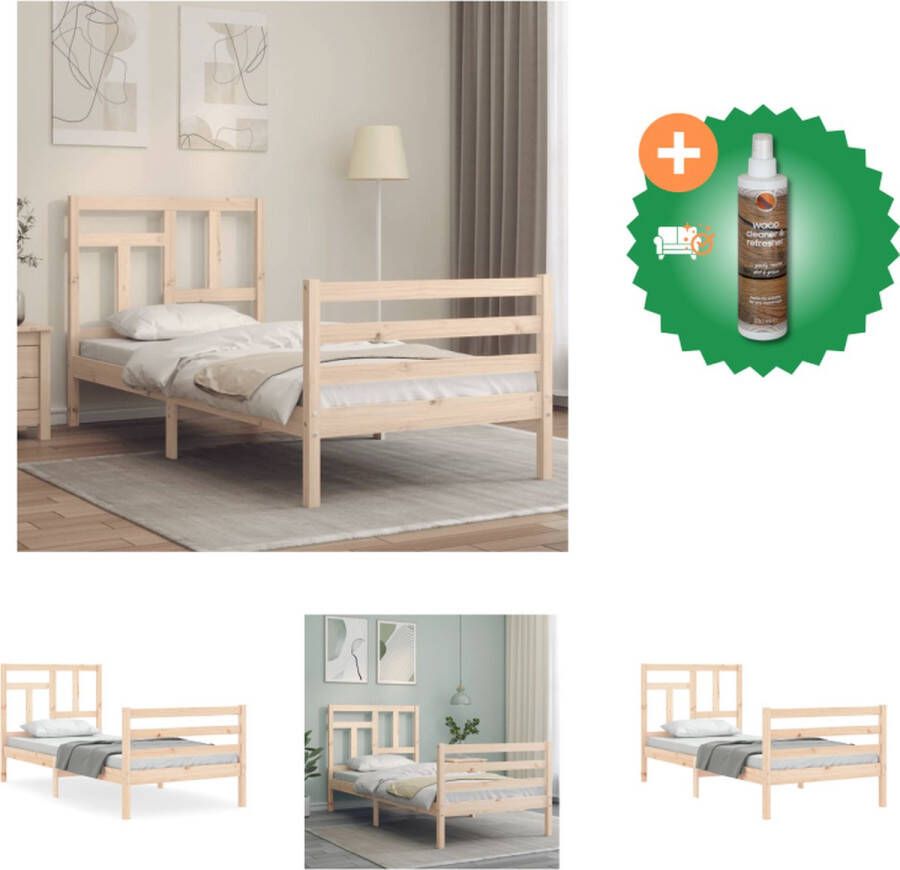 VidaXL Bedframe Massief grenenhout Multiplex lattenbodem 195.5x95.5x100 cm Bed Inclusief Houtreiniger en verfrisser