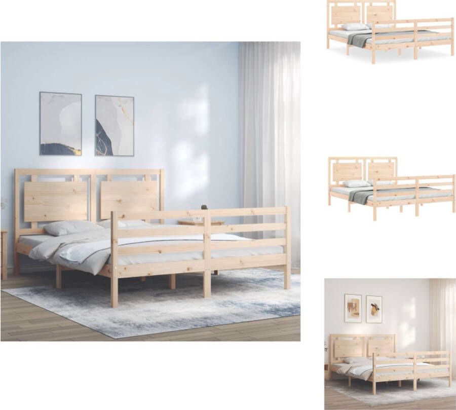 VidaXL Massief Grenenhouten Bedframe Multiplex Lattenbodem 205.5 x 165.5 x 100 cm Geschikt voor 160 x 200 cm Matras Montage vereist Bed - Foto 2