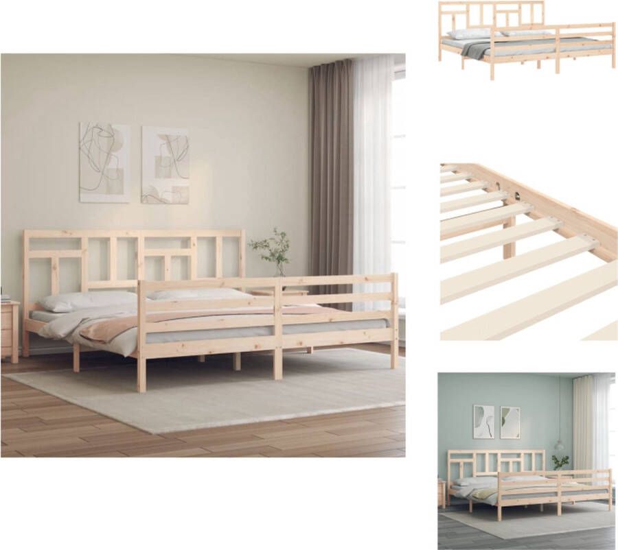 VidaXL Bedframe Massief Grenenhout Multiplex Lattenbodem 205.5 x 185.5 x 100 cm 180 x 200 cm matras Montage vereist Bed