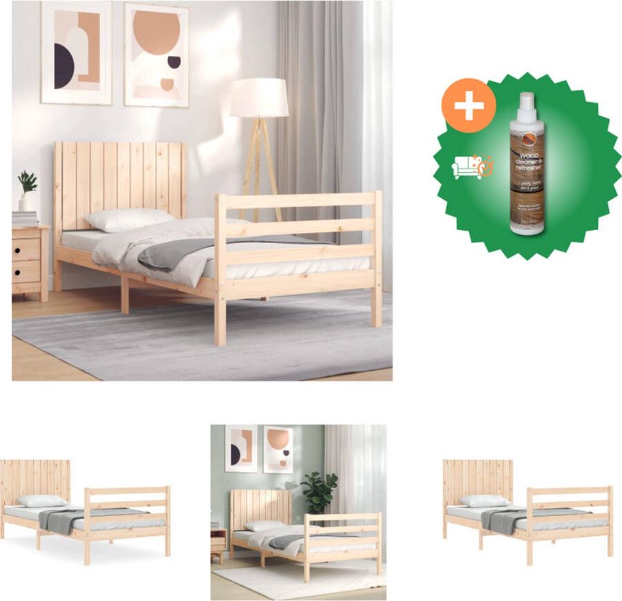 VidaXL Bedframe Massief grenenhout Multiplex lattenbodem 205.5 x 95.5 x 100 cm Geen matras inbegrepen Bed Inclusief Houtreiniger en verfrisser