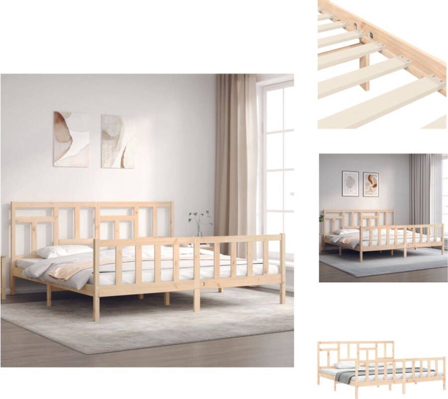 VidaXL Bedframe Massief grenenhout Multiplex lattenbodem Functioneel hoofd- en voeteneinde 205.5 x 185.5 x 100 cm 180 x 200 cm (6FT Super King) Montage vereist Bed