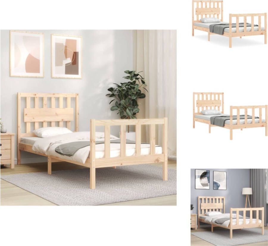 vidaXL Bedframe Massief Grenenhout Single 195.5 x 95.5 x 100 cm Multiplex lattenbodem Bed