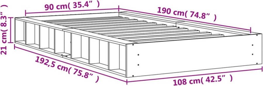 VidaXL Bedframe zonder matras massief grenenhout wasbruin 90x190 cm - Foto 4