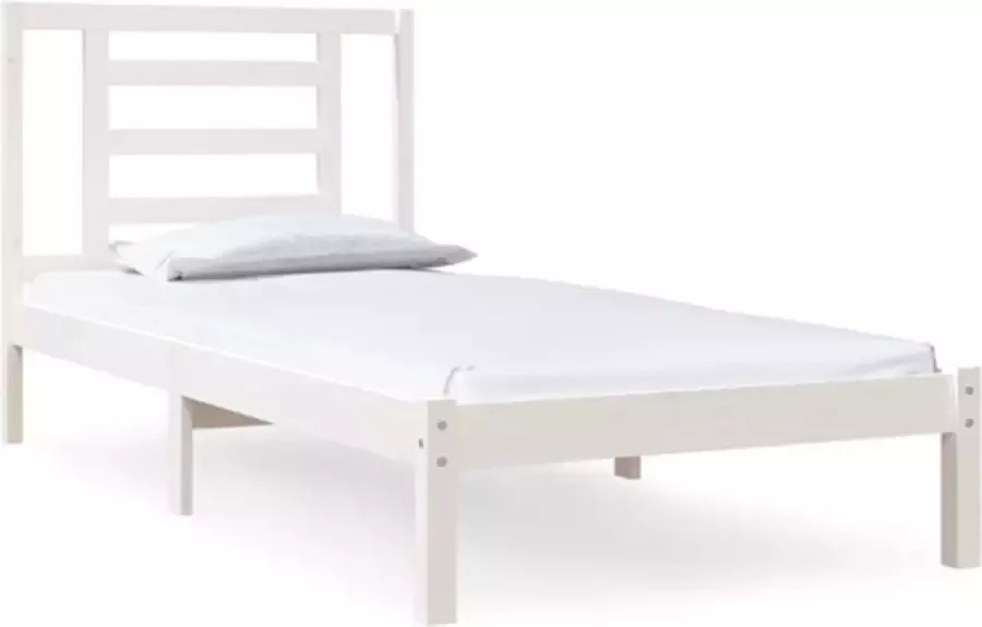 VidaXL -Bedframe-massief-grenenhout-wit-100x200-cm